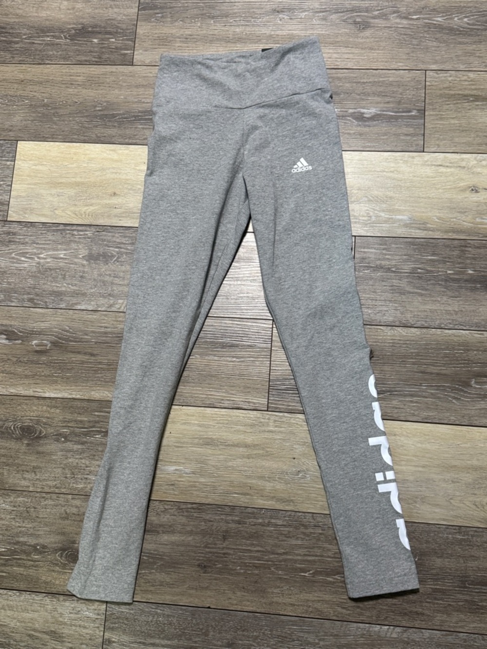 adidas ladies Grey Logo Side-Print Leggings